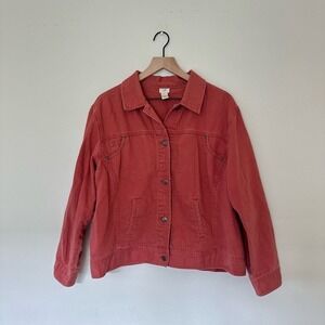 J. JILL Cottagecore Boho Denim Cotton Linen Jean Jacket Women's XL